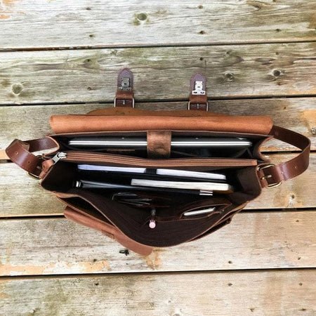 Front Pocket Leather Briefcase - Image 5