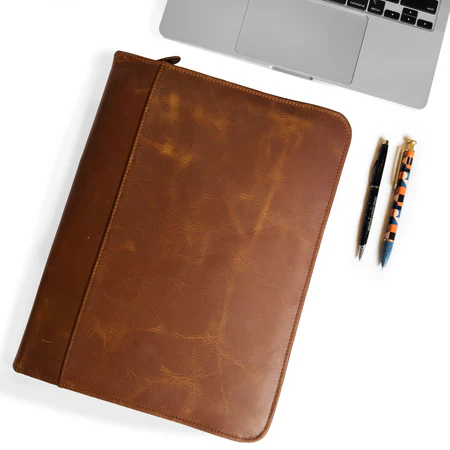 Zip Up Leather Padfolio